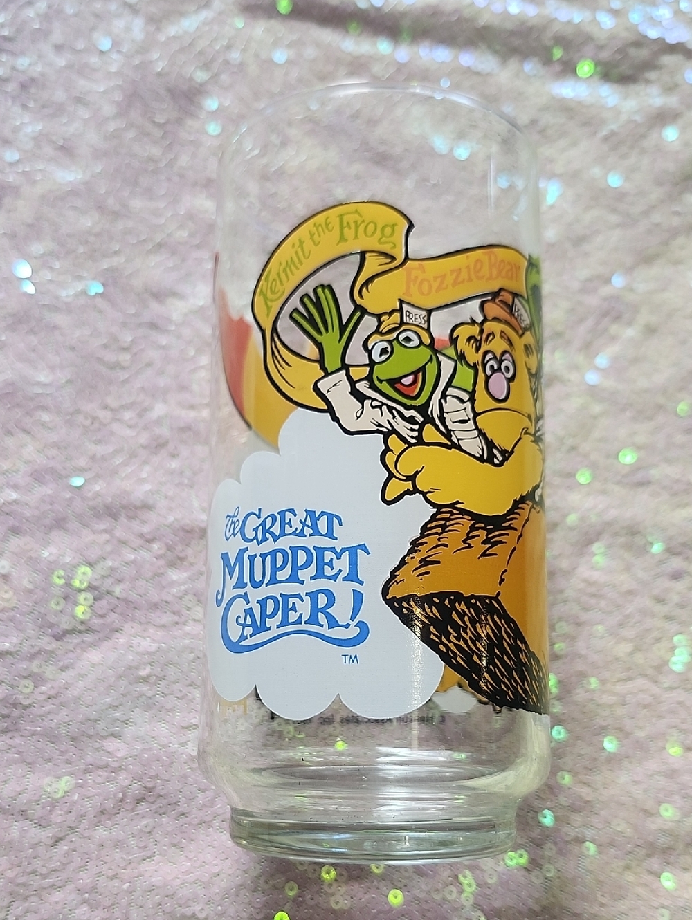 The GREAT MUPPET CAPER Kermit The Frog & Fozzie Bear 1981 Vintage Glass!